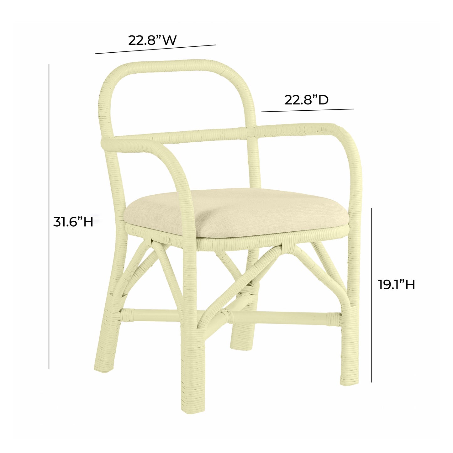 Ginny Yellow Rattan Dining Chair