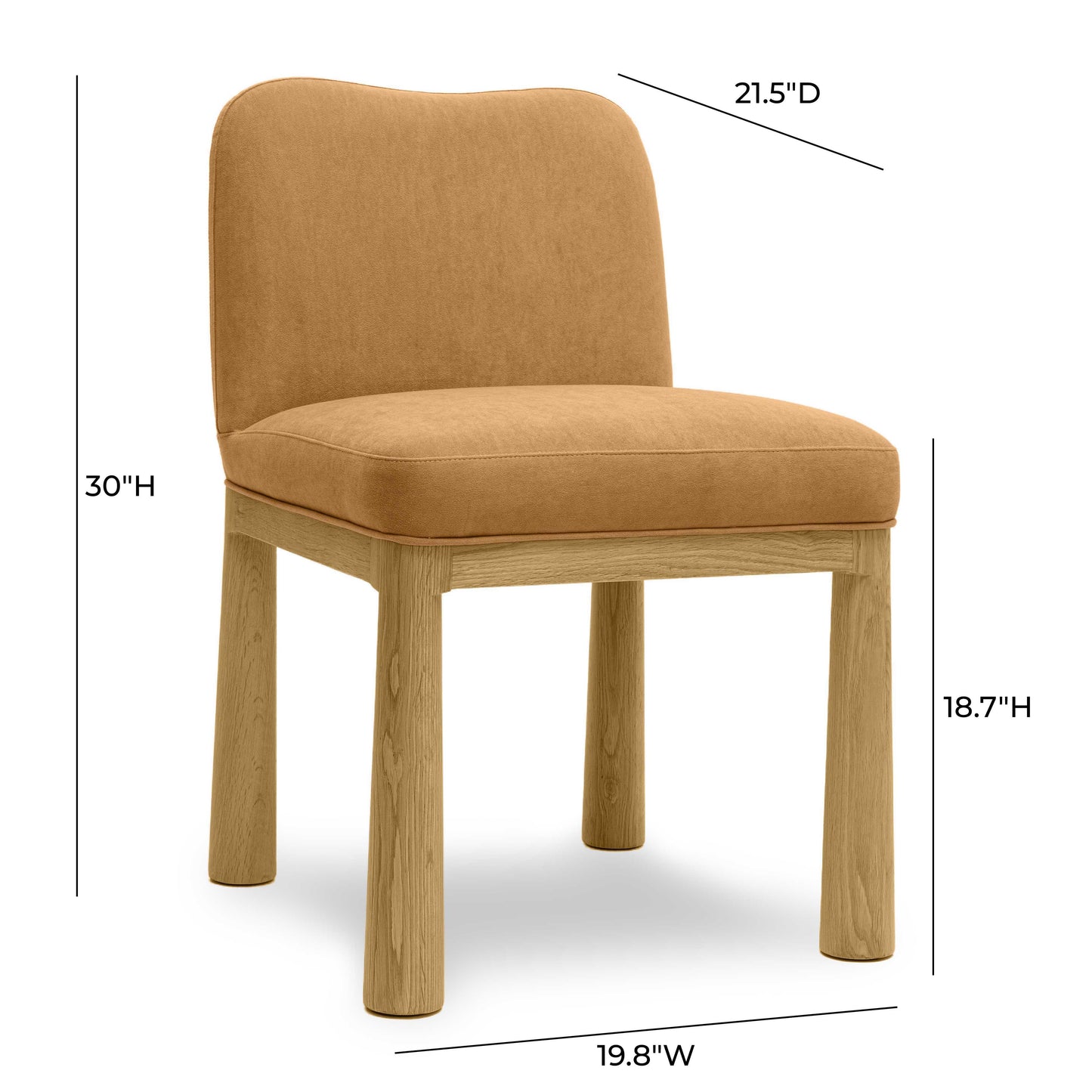 Tiara Cream Performance Velvet Oak Dining Chair