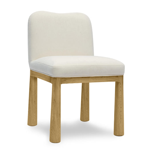 Tiara Cream Performance Velvet Oak Dining Chair