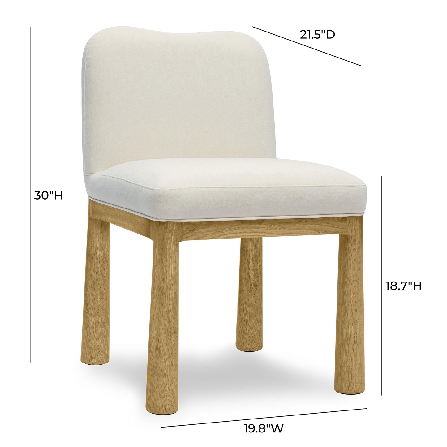 Tiara Cream Performance Velvet Oak Dining Chair