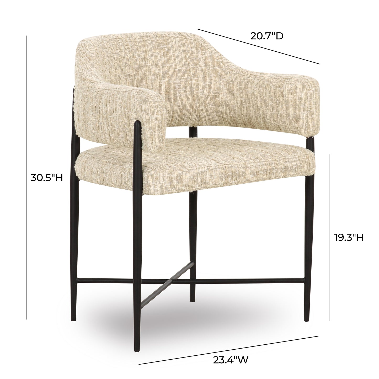 Sezanne Cream Textured Performance Boucle Dining Chair