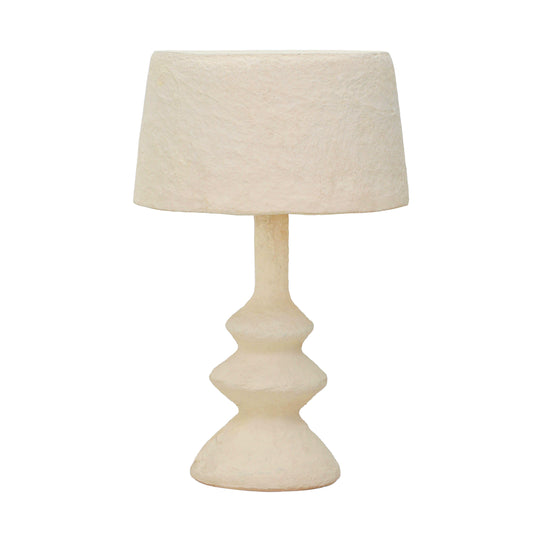 Cream Cotton Mache Table Lamp