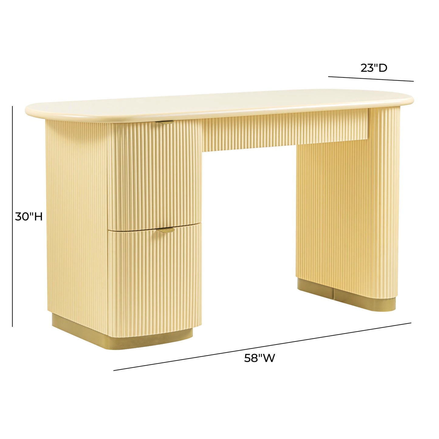 Francesca Yellow Peach 3-Drawer Desk