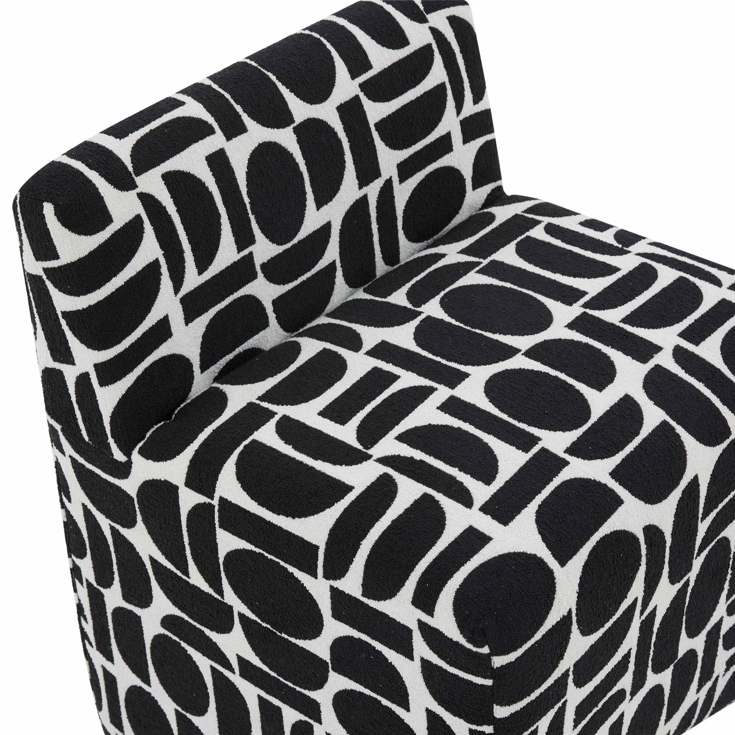 Pippa Black Geometric Jacquard Weave Stool