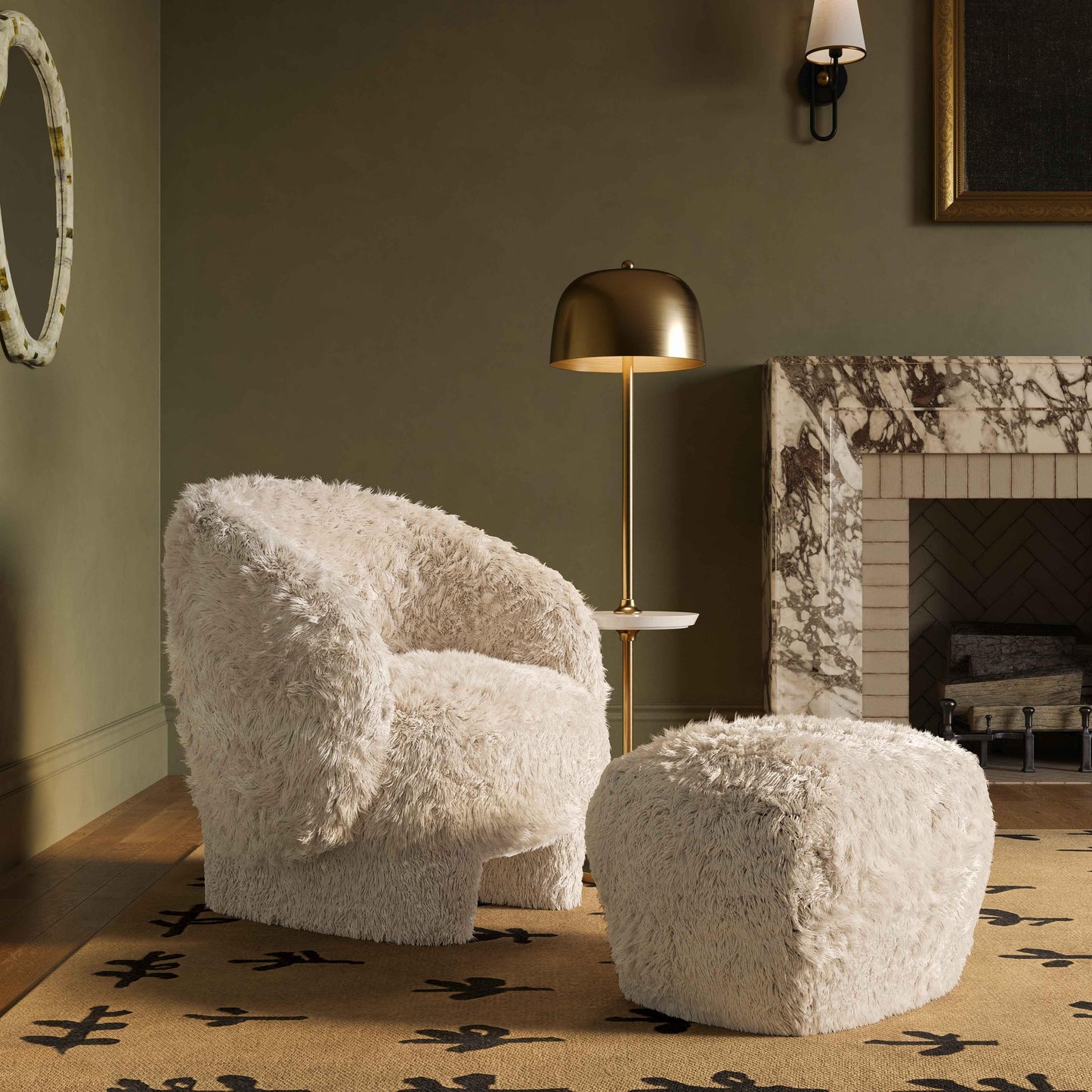 Kiki Natural Vegan Shearling Accent Chair