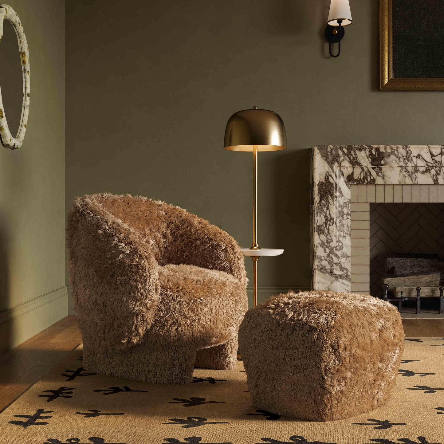 Kiki Natural Vegan Shearling Accent Chair