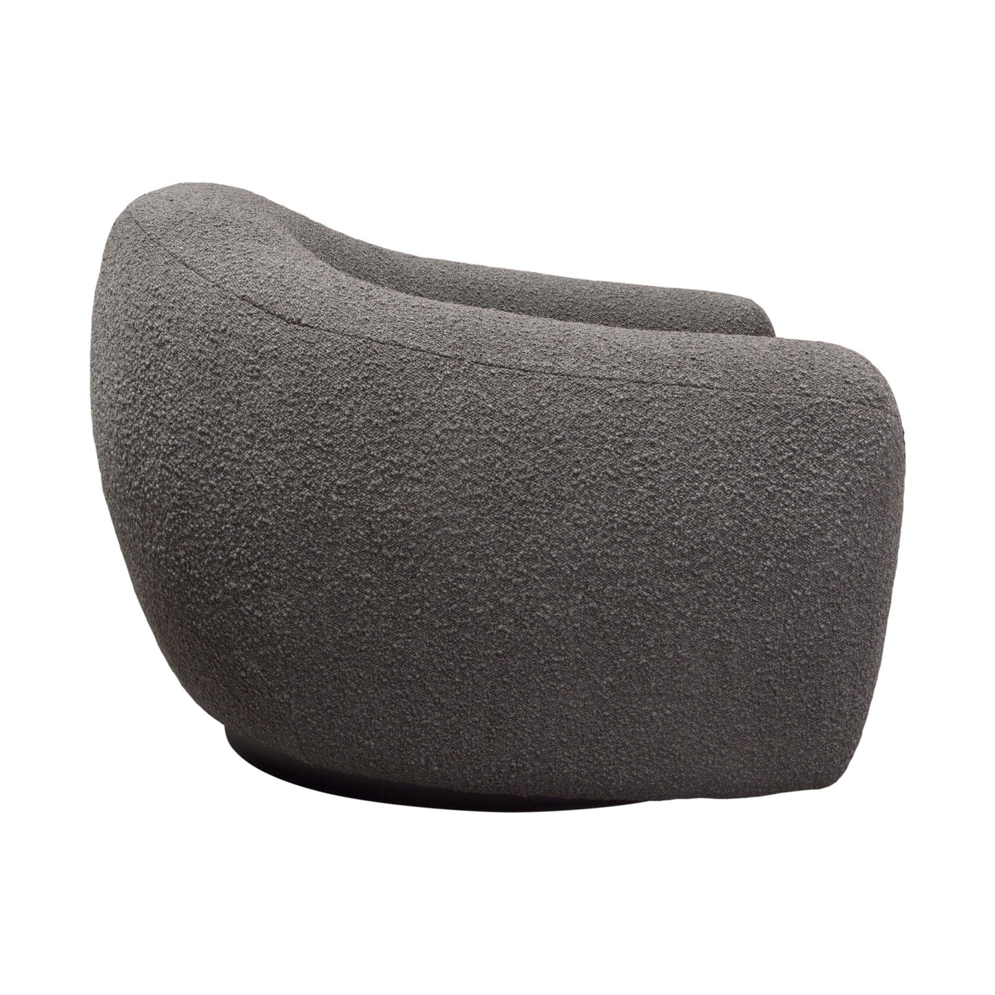 Pascal Swivel Chair in Boucle Textured Fabric w/ Contoured Arms & Back