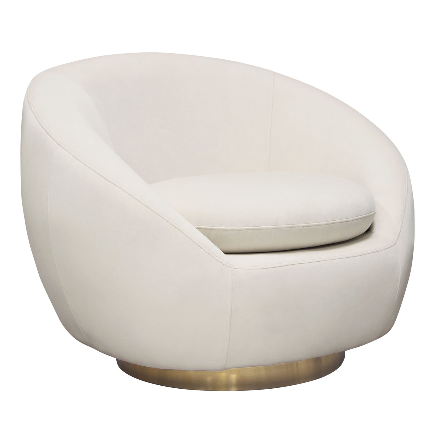 Celine Swivel Accent Chair w/ Brushed Gold Accent Band