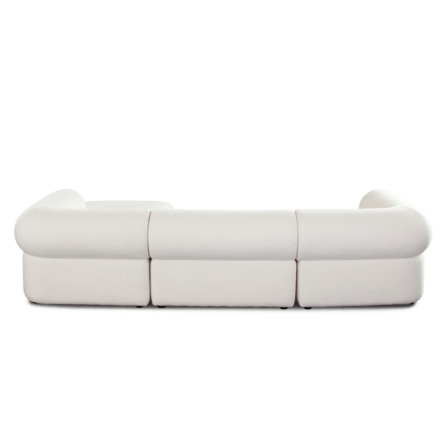 Zia 4PC Modular Reversible Chaise Sectional in Ivory Sherpa Fabric