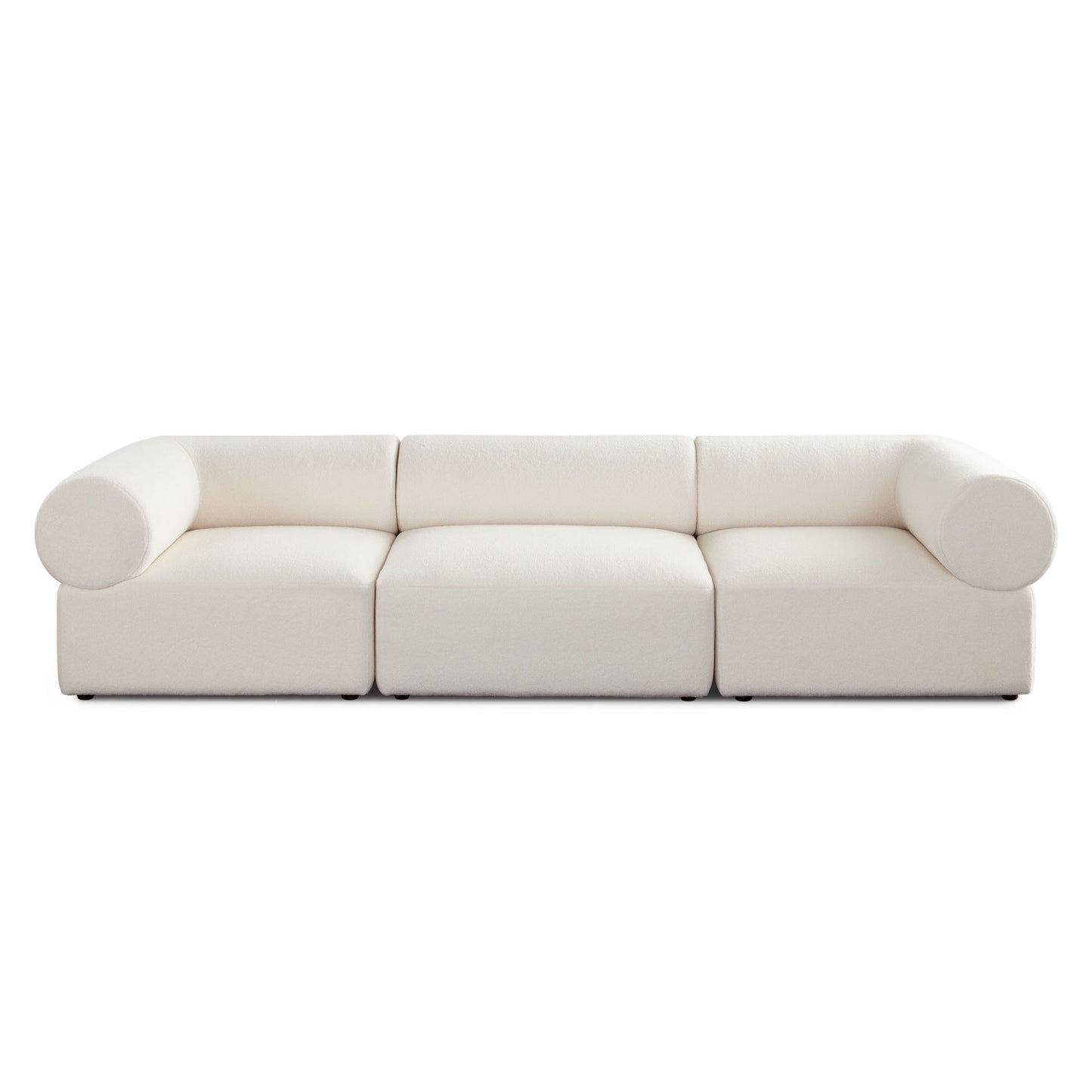 Zia 4PC Modular Reversible Chaise Sectional in Ivory Sherpa Fabric