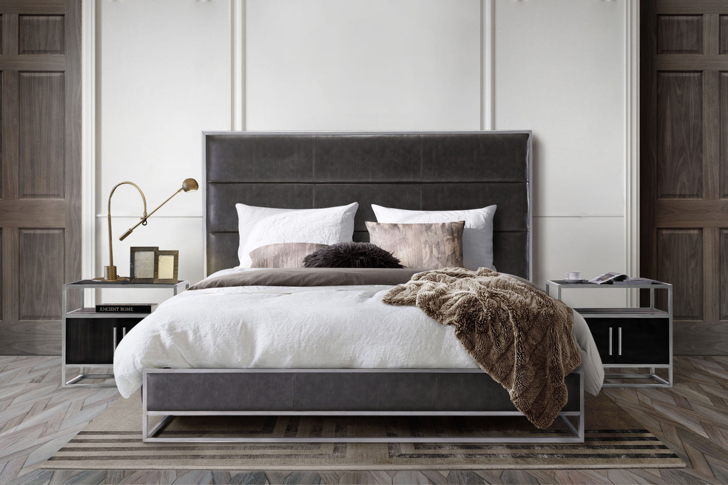 Empire Queen Bed in Weathered Grey