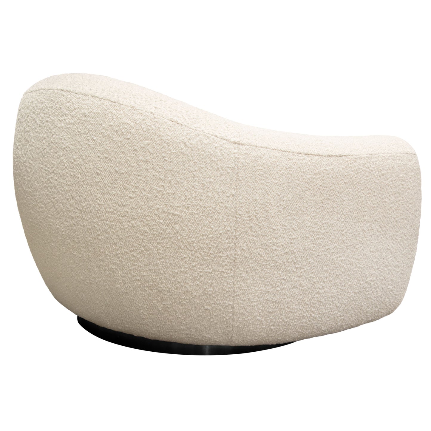 Pascal Swivel Chair in Boucle Textured Fabric w/ Contoured Arms & Back