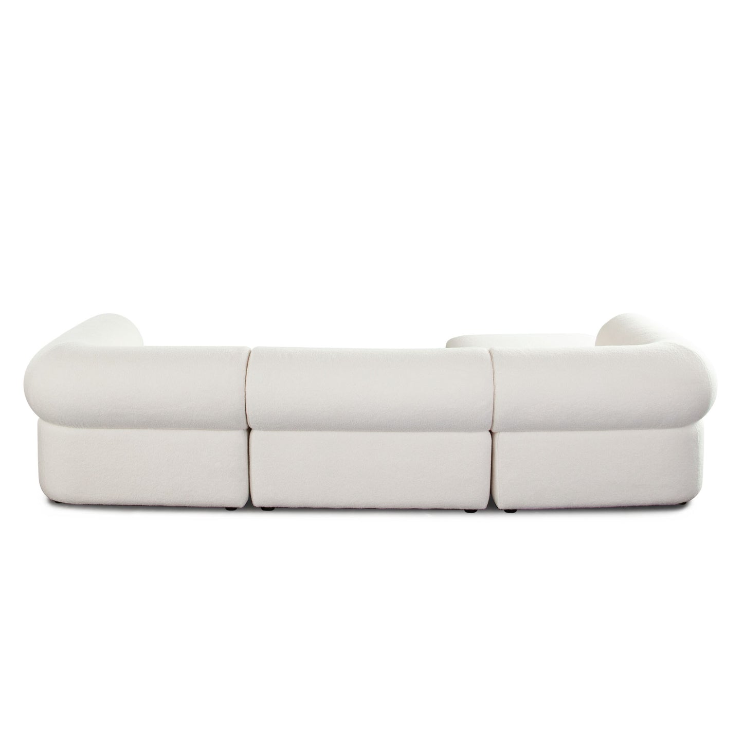 Zia 4PC Modular Reversible Chaise Sectional in Ivory Sherpa Fabric