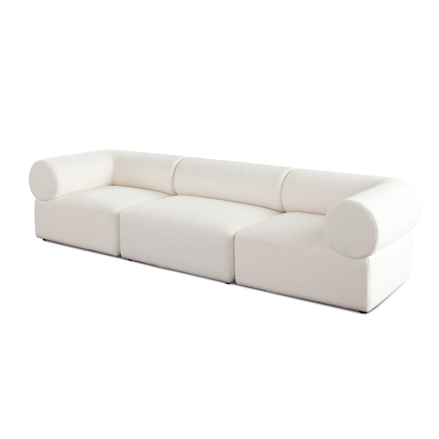 Zia 4PC Modular Reversible Chaise Sectional in Ivory Sherpa Fabric