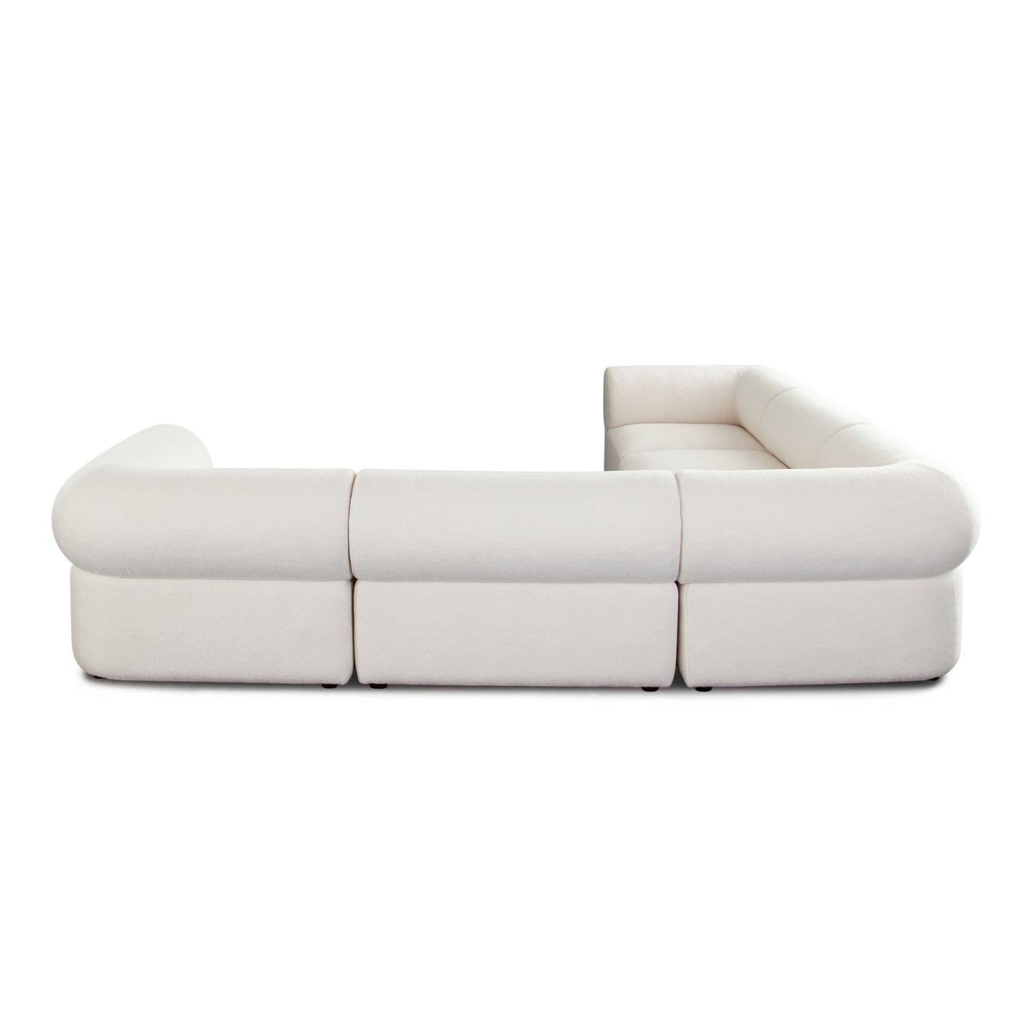 Zia 4PC Modular Reversible Chaise Sectional in Ivory Sherpa Fabric