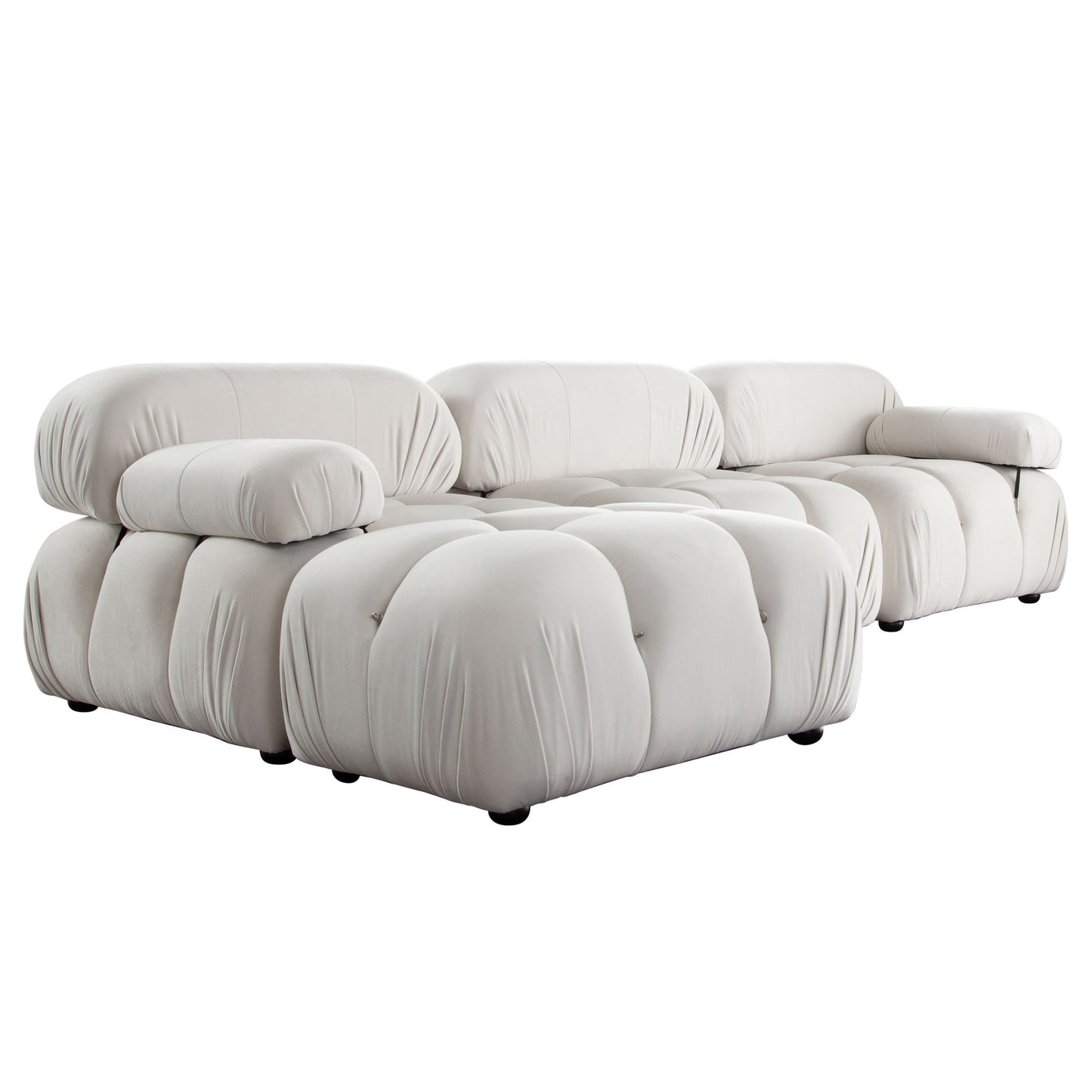 Paloma 2PC Modular 74 Inch Sofa in Light Cream Velvet by Diamond Sofa