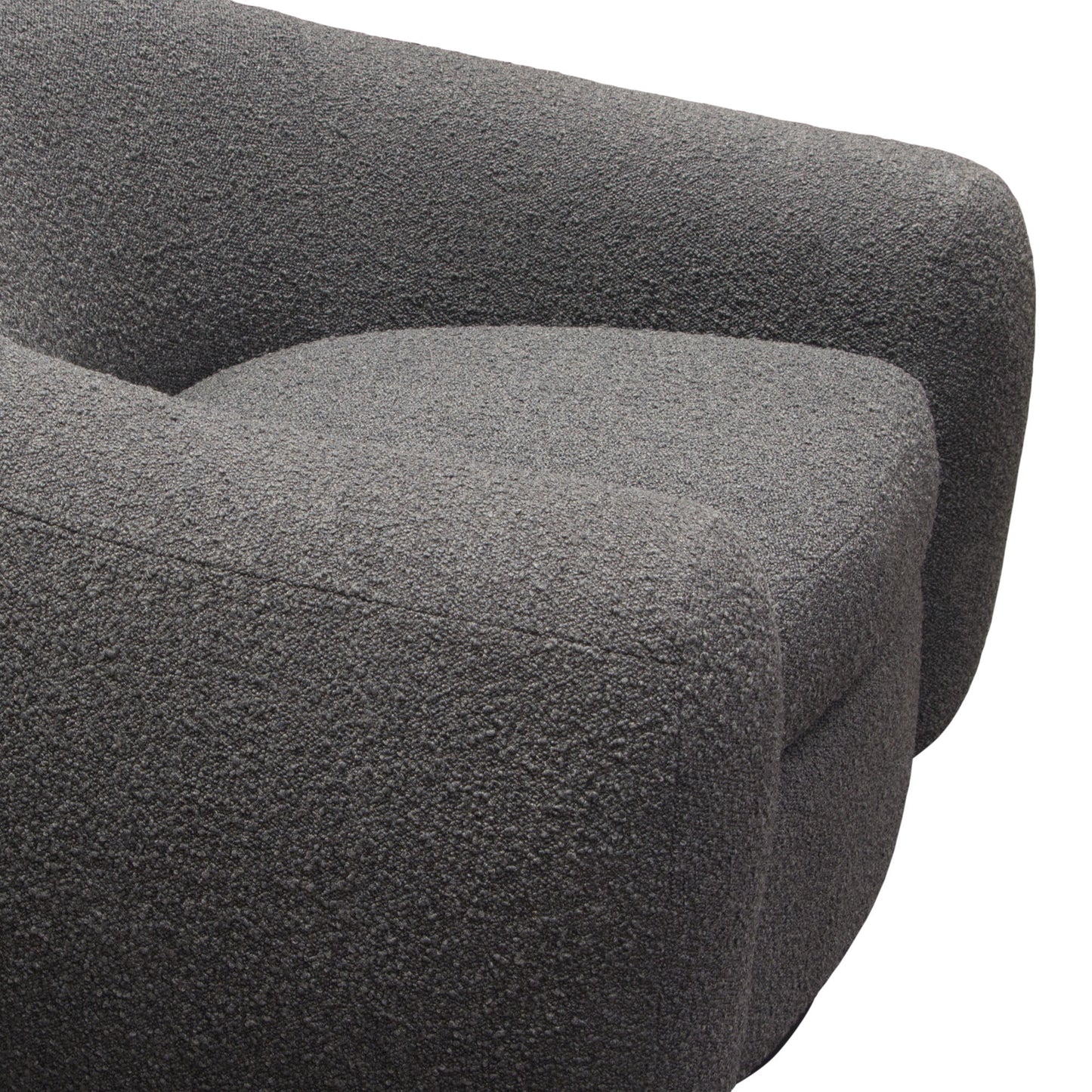 Pascal Swivel Chair in Boucle Textured Fabric w/ Contoured Arms & Back