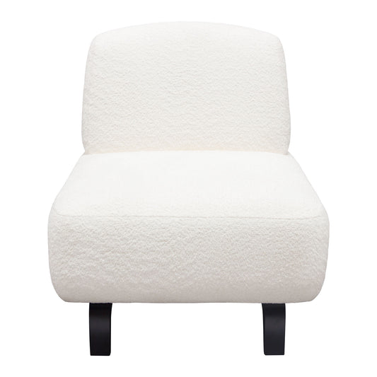 Vesper Armless Chair in Faux White Shearling