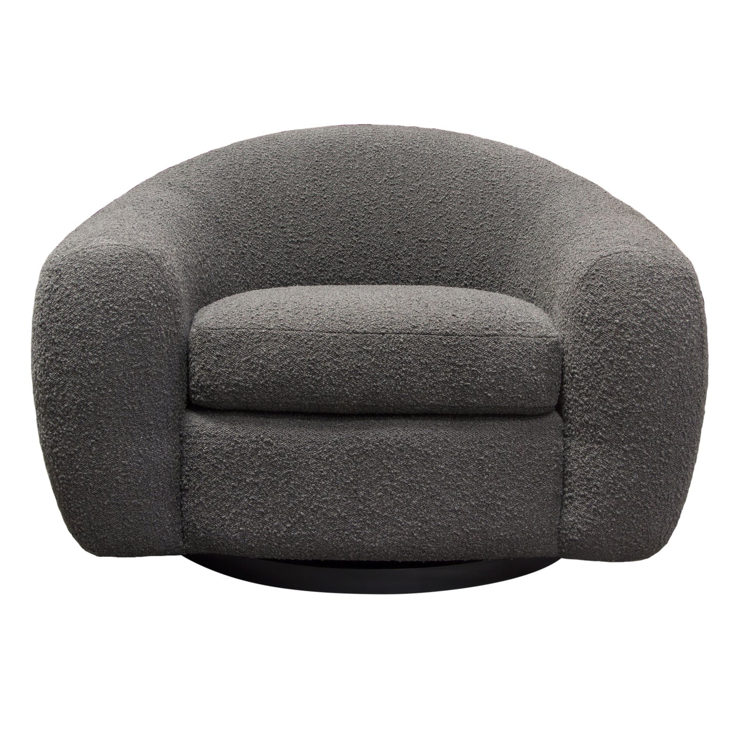 Pascal Swivel Chair in Boucle Textured Fabric w/ Contoured Arms & Back