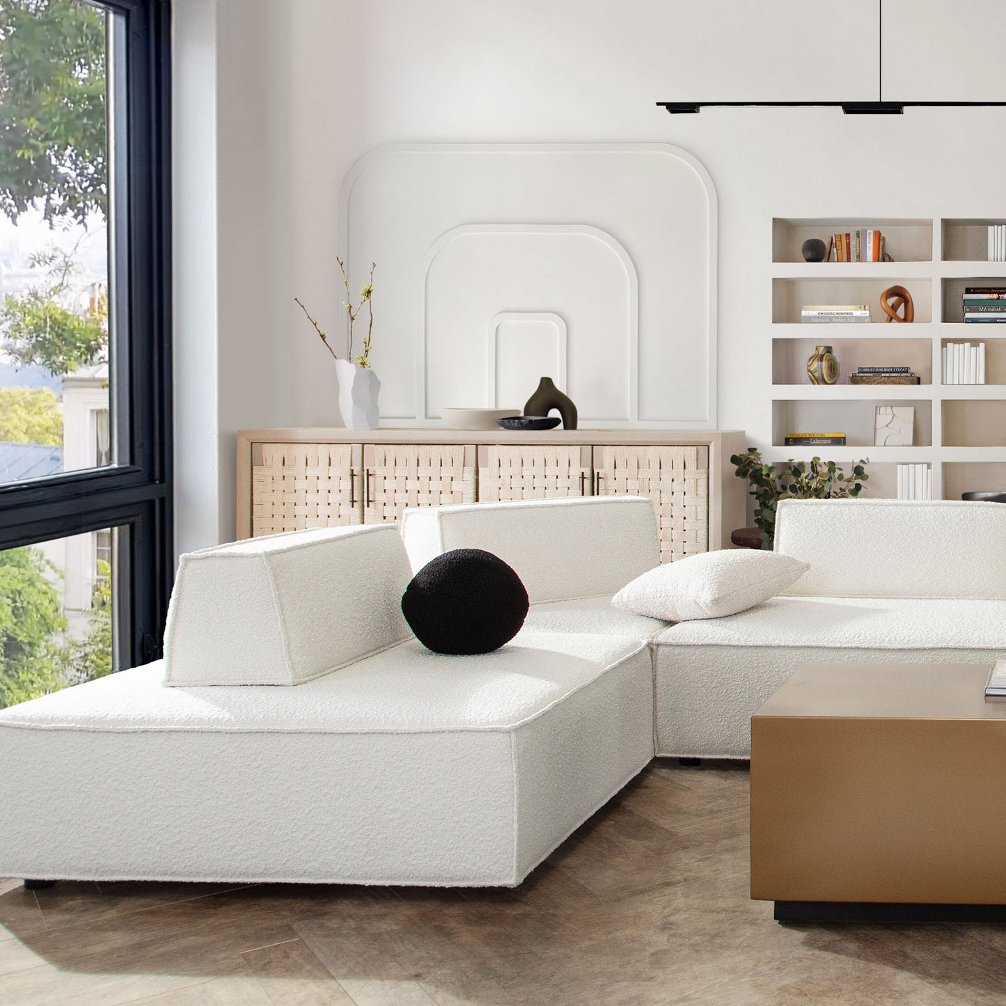 Cara Square Modular Lounger in Ivory