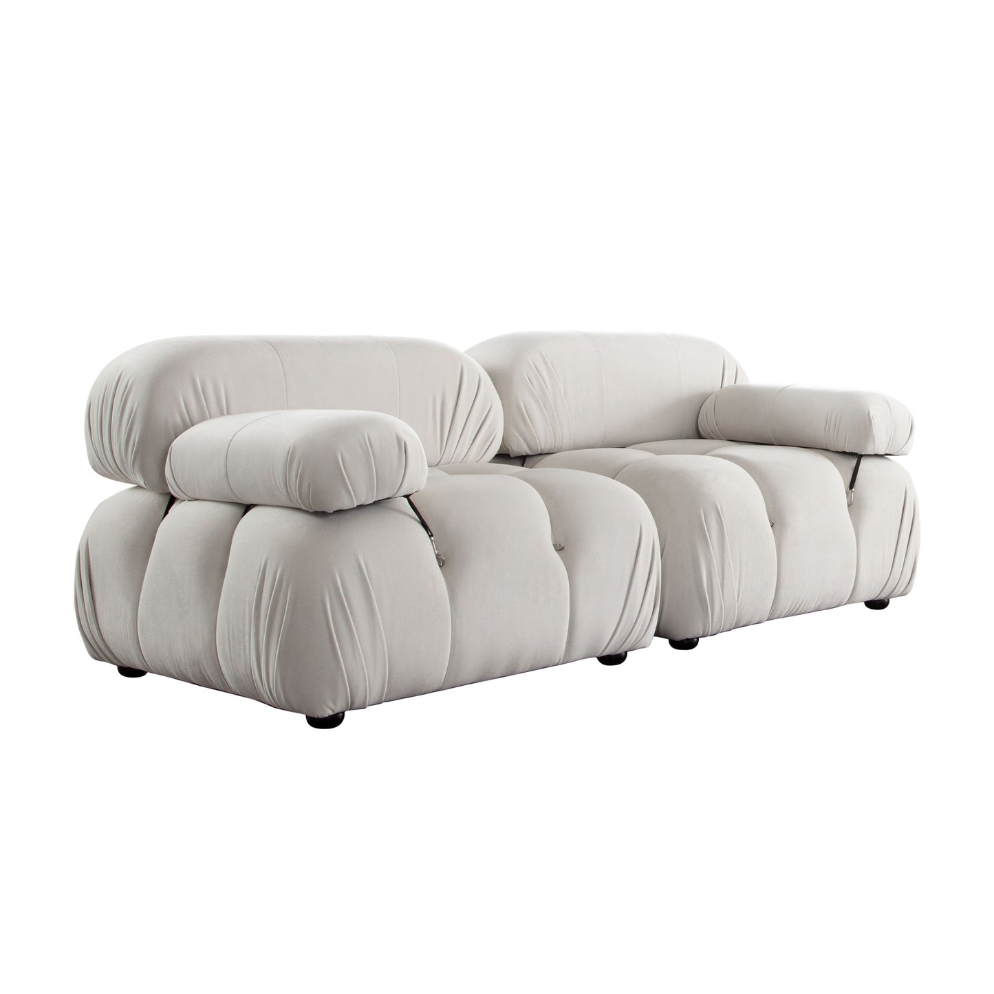 Paloma 2PC Modular 74 Inch Sofa in Light Cream Velvet by Diamond Sofa