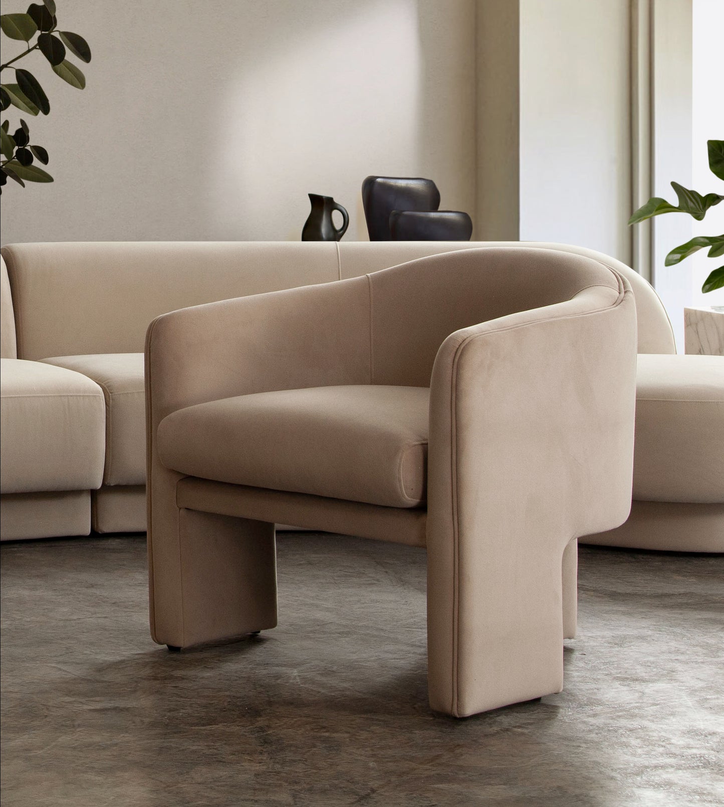 Leyah Accent Chair in Camel Performance Velvet