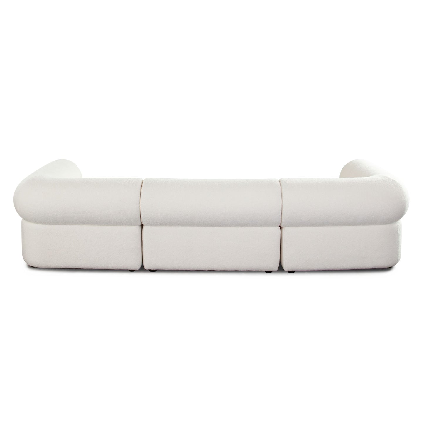 Zia 4PC Modular Reversible Chaise Sectional in Ivory Sherpa Fabric