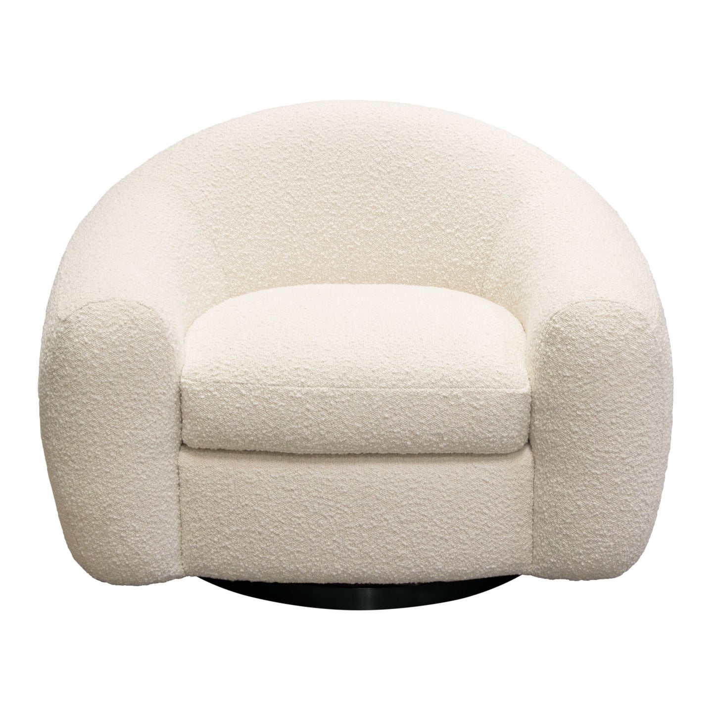 Pascal Swivel Chair in Boucle Textured Fabric w/ Contoured Arms & Back