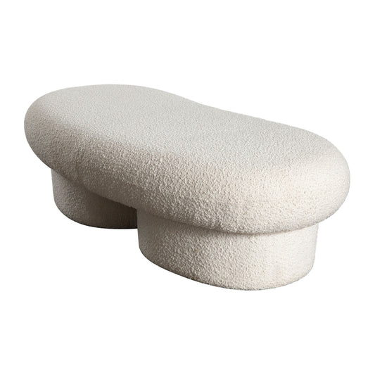 Wave Curved Accent Bench in Ivory Boucle Fabric by Diamond Sofa