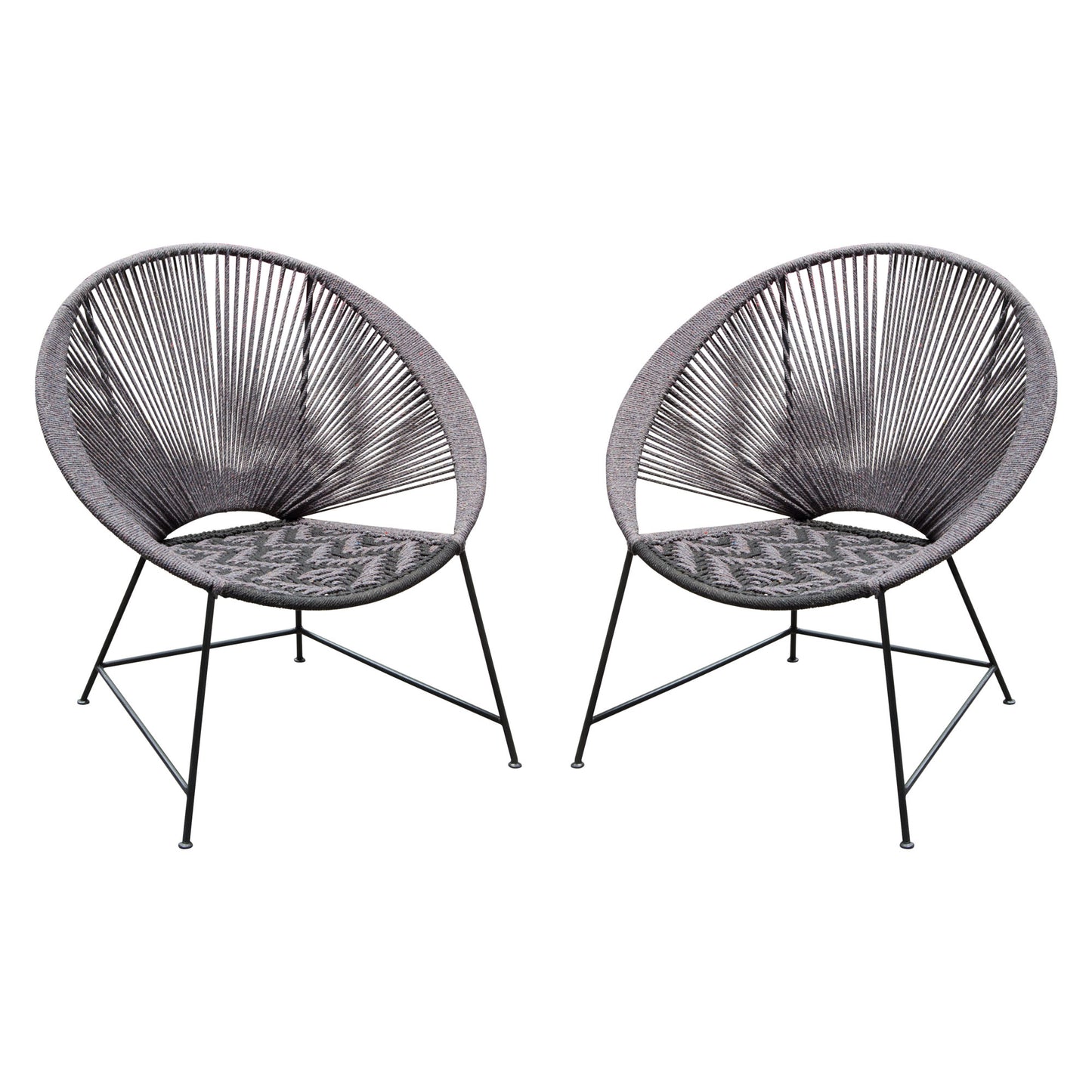 Pablo 2-Pack Accent Chairs in Black/Grey Rope