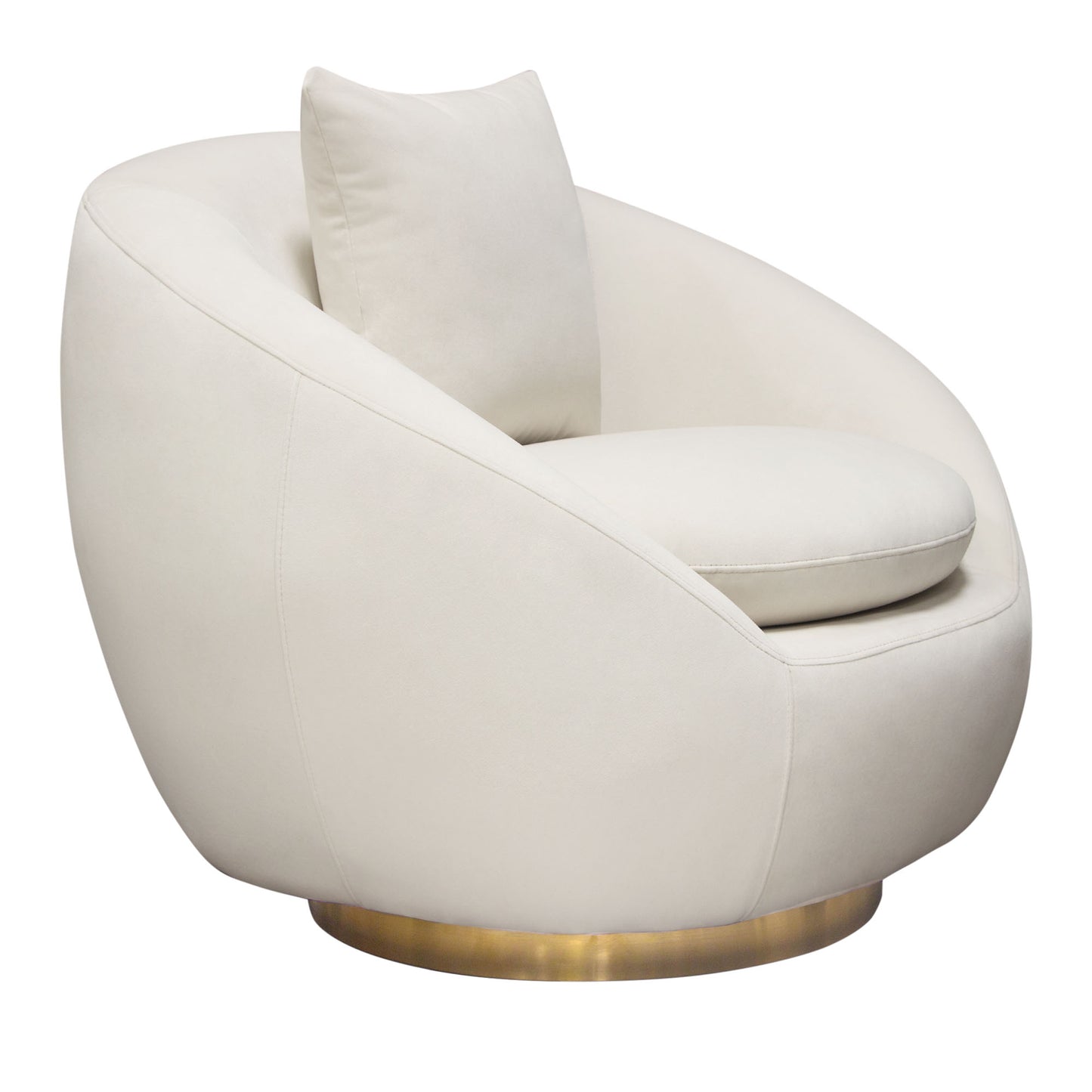 Celine Swivel Accent Chair w/ Brushed Gold Accent Band