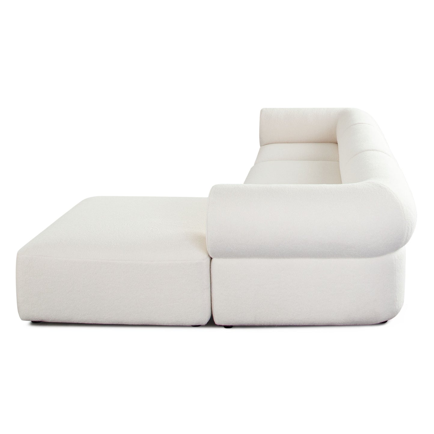 Zia 4PC Modular Reversible Chaise Sectional in Ivory Sherpa Fabric