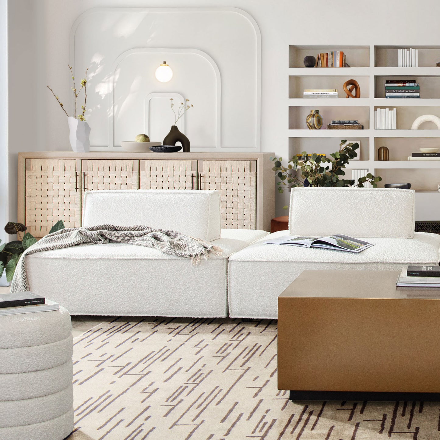 Cara Square Modular Lounger in Ivory