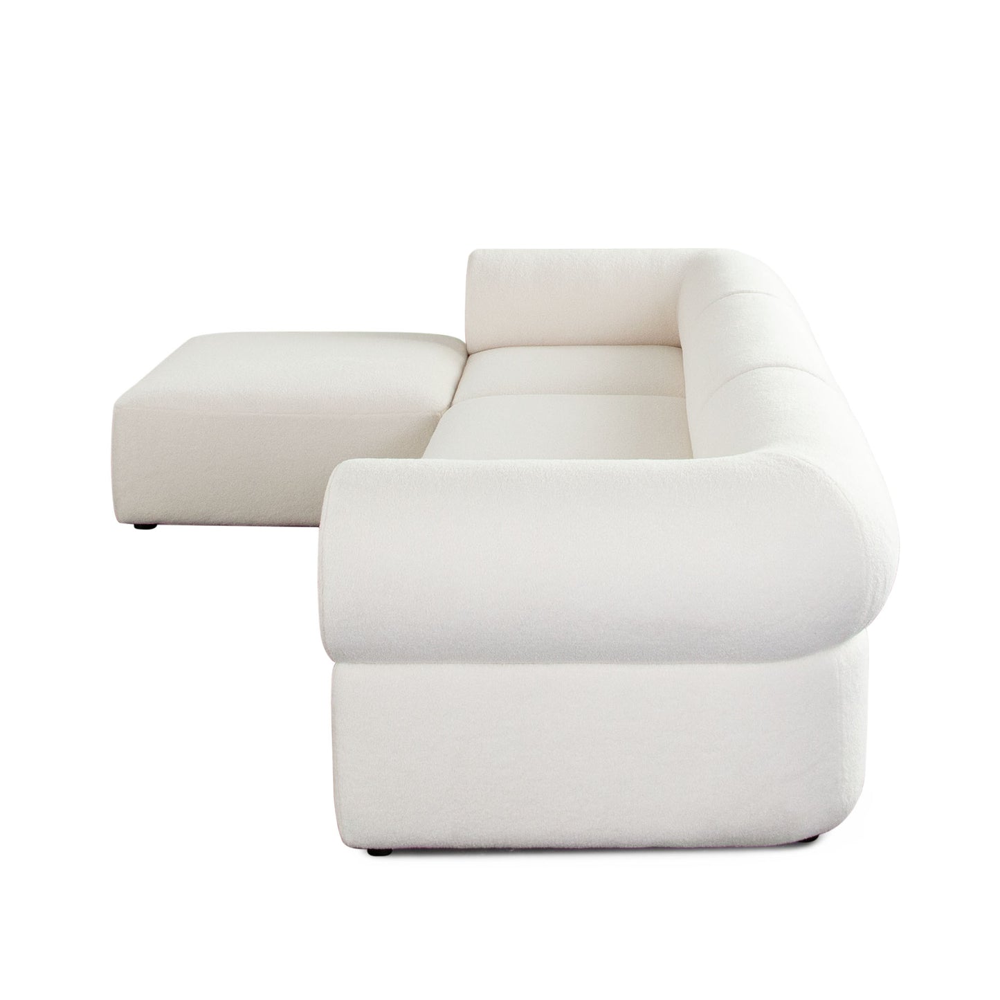 Zia 4PC Modular Reversible Chaise Sectional in Ivory Sherpa Fabric