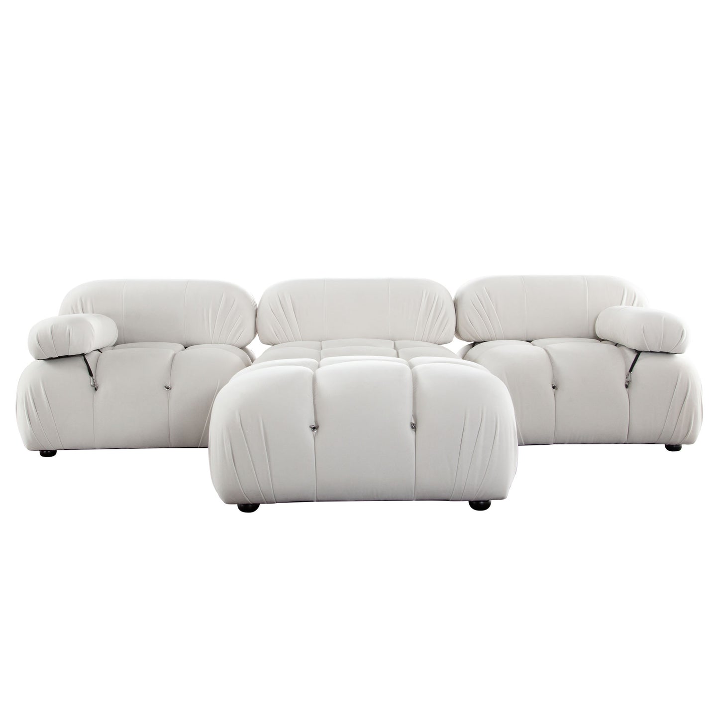 Paloma 2PC Modular 74 Inch Sofa in Light Cream Velvet by Diamond Sofa