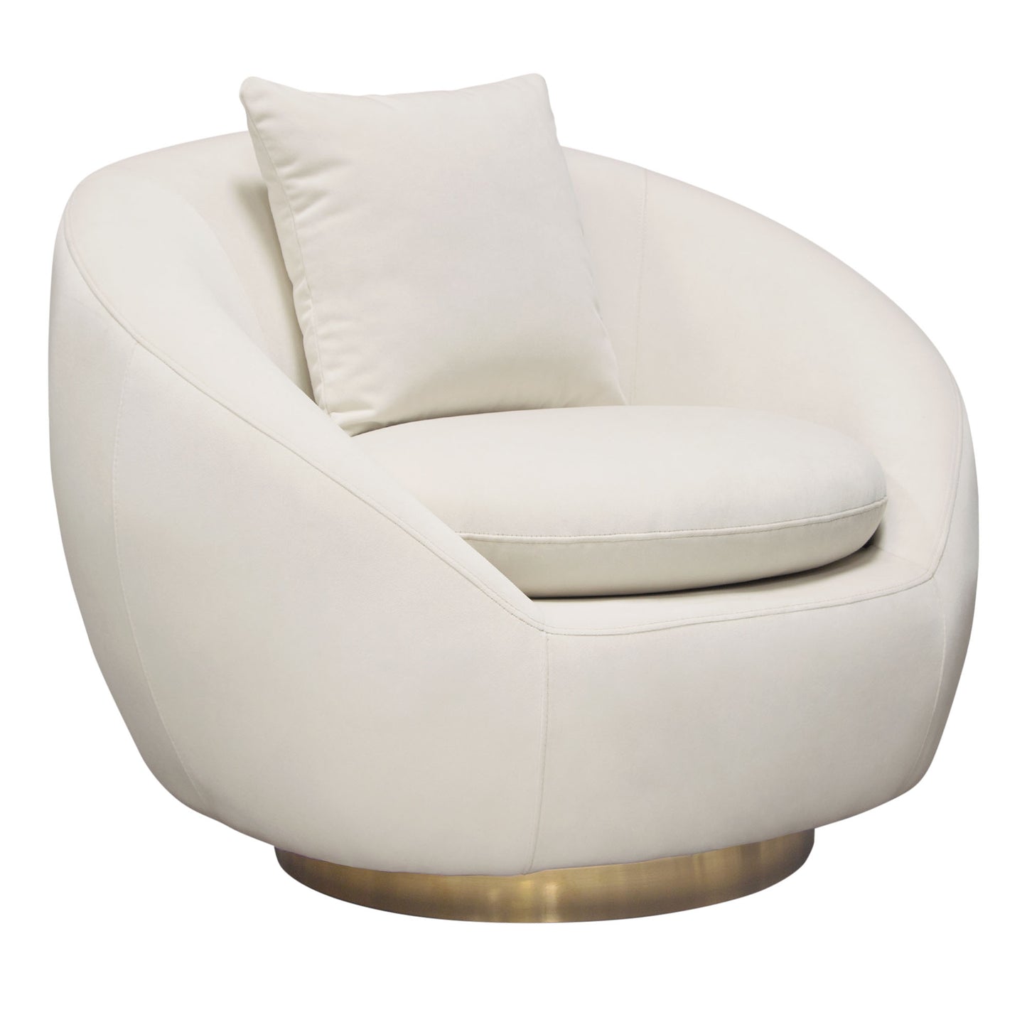 Celine Swivel Accent Chair w/ Brushed Gold Accent Band