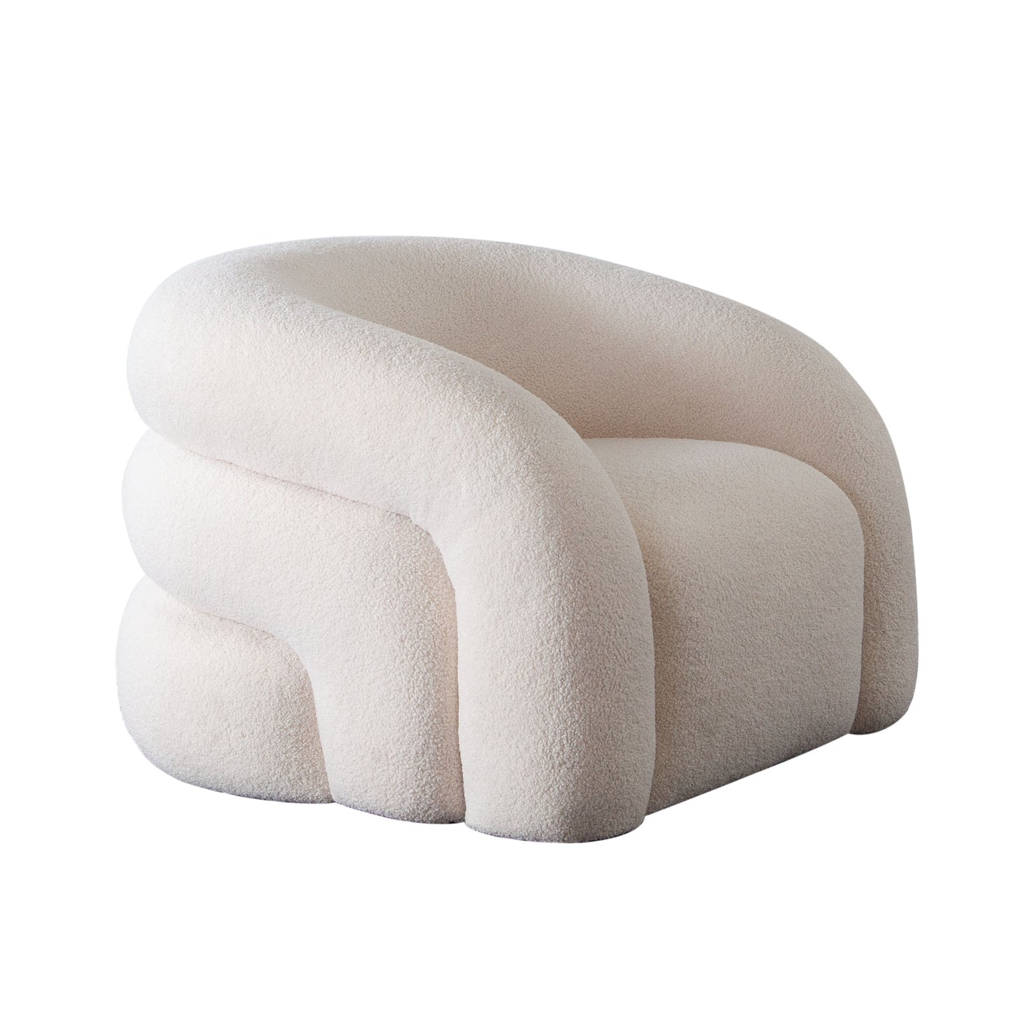 Quantum Swivel Accent Chair in Ivory Sherpa