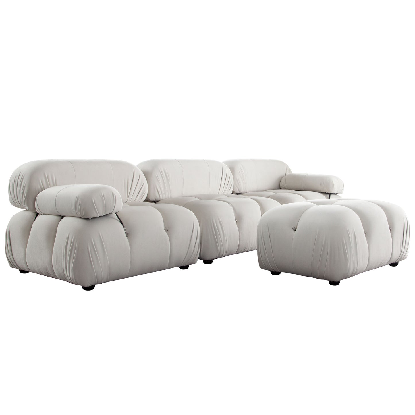 Paloma 2PC Modular 74 Inch Sofa in Light Cream Velvet by Diamond Sofa