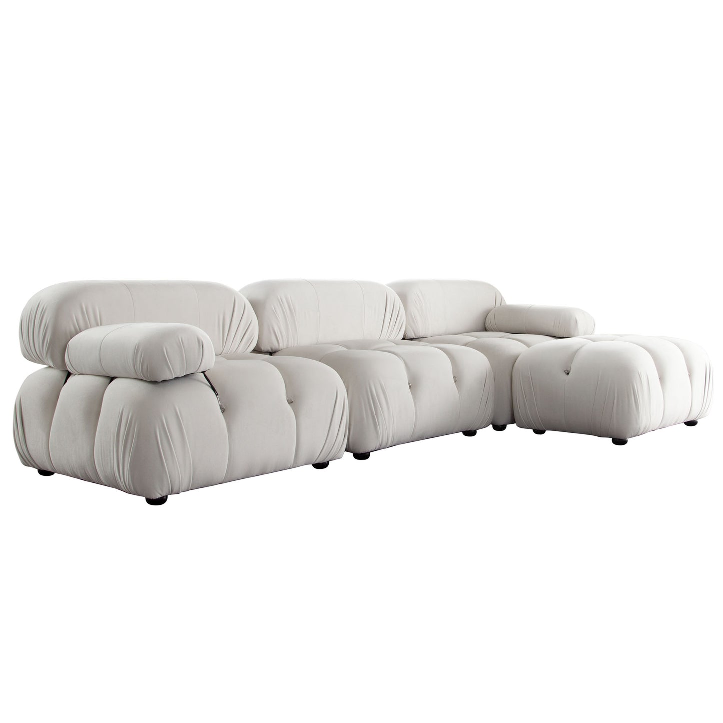 Paloma 2PC Modular 74 Inch Sofa in Light Cream Velvet by Diamond Sofa