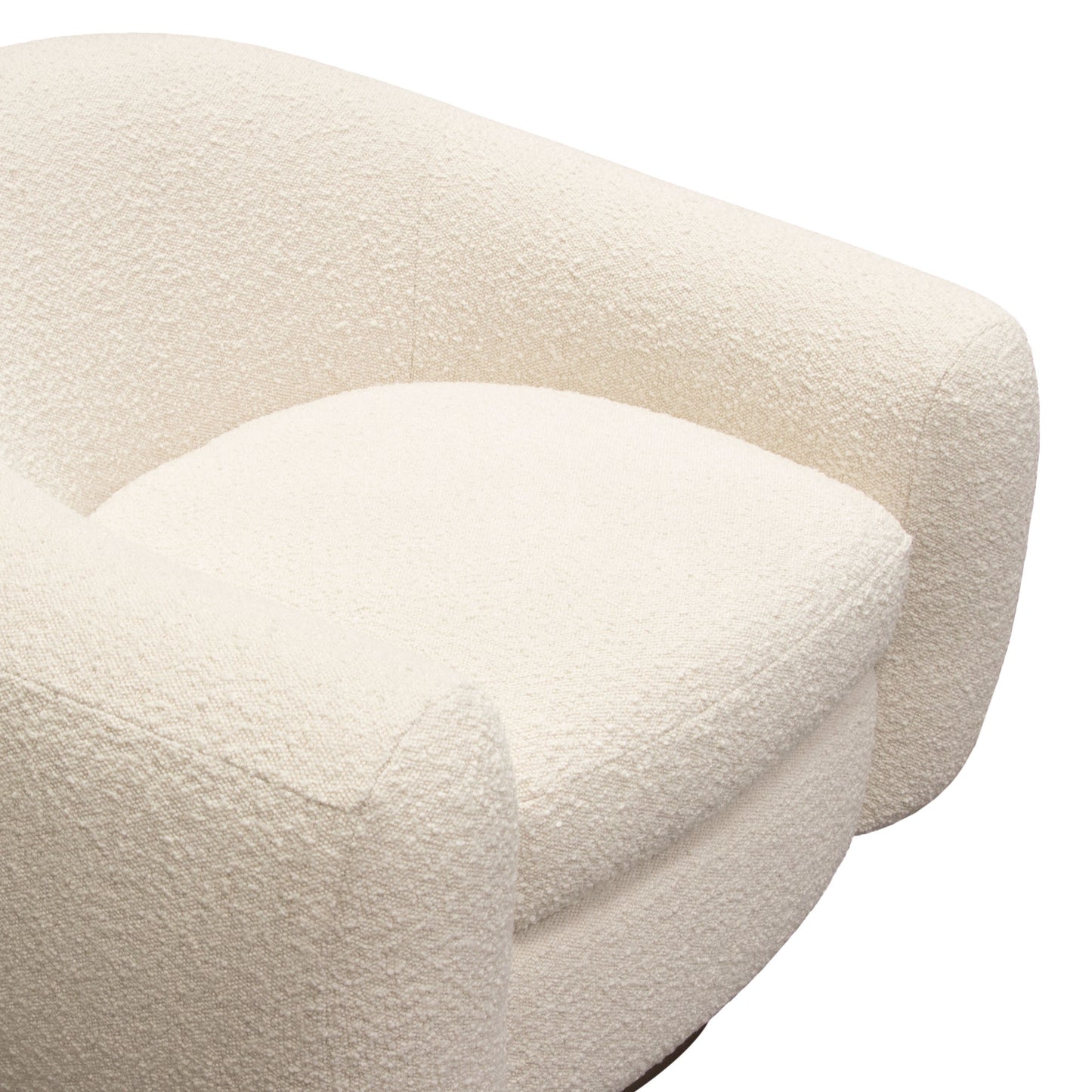 Pascal Swivel Chair in Boucle Textured Fabric w/ Contoured Arms & Back